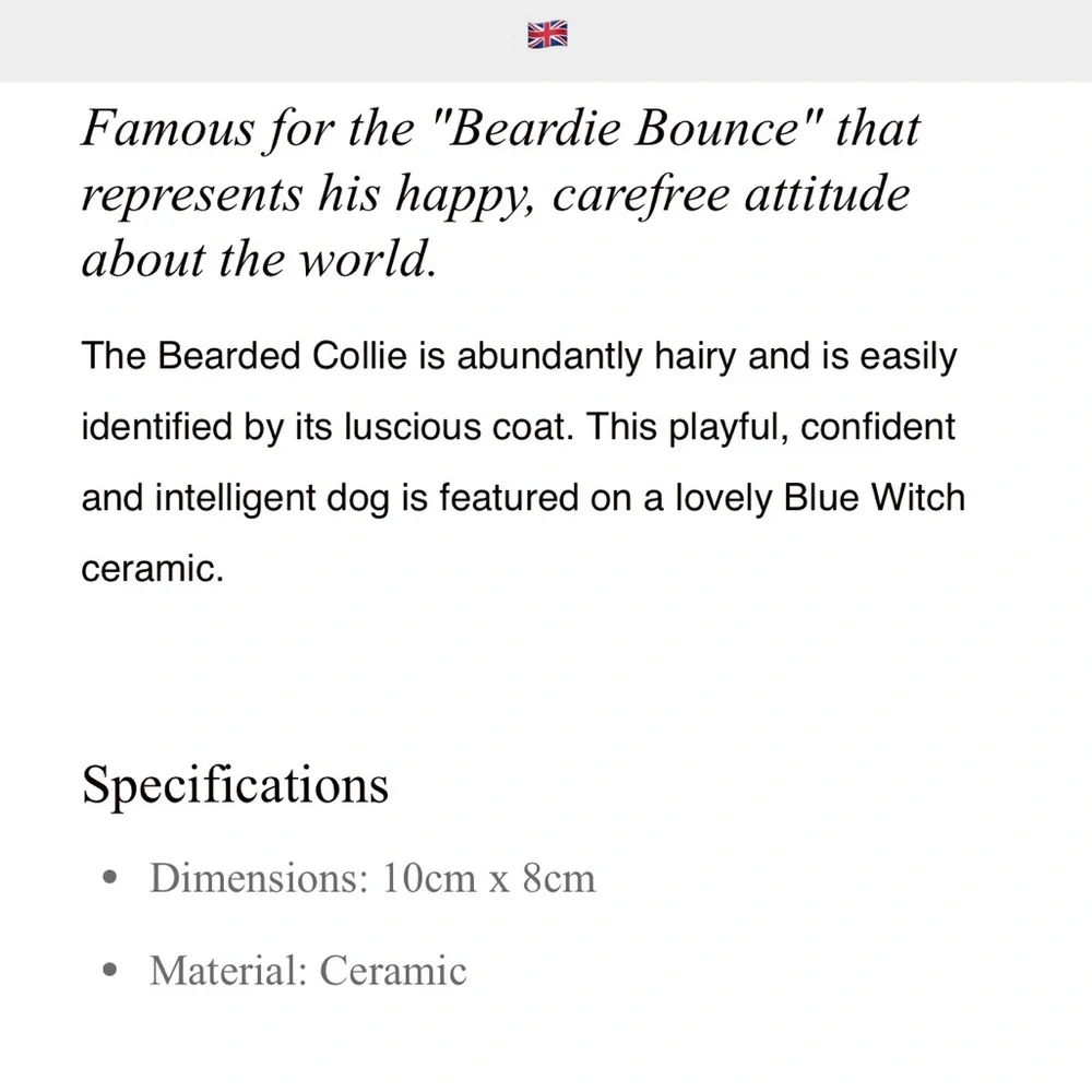 BlueWitch  Bearded Collie Handle Ceramic Mug, amazing craftsmanship